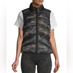 Blanc Noir Down Camo Puffer Vest Full Zipper Front Zipper Pockets Size Small